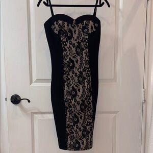 SOLD 
ASOS Black and Cream/ Light Pink Lace Bodycon Cocktail Dress